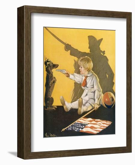 WW1 Cartoon, Boy and Dog-Paul Stahr-Framed Art Print