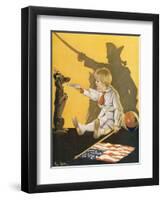 WW1 Cartoon, Boy and Dog-Paul Stahr-Framed Art Print