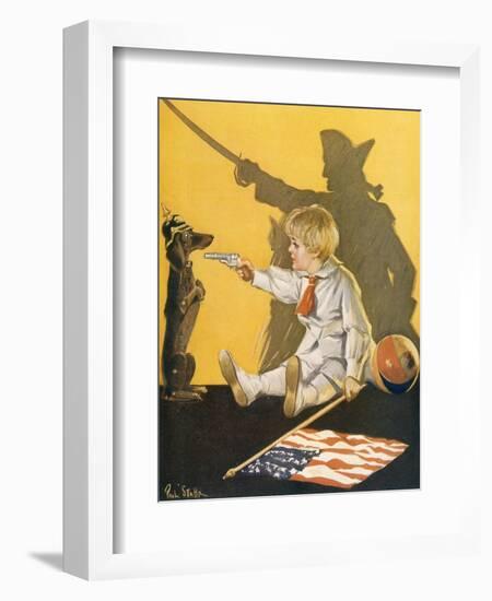 WW1 Cartoon, Boy and Dog-Paul Stahr-Framed Art Print