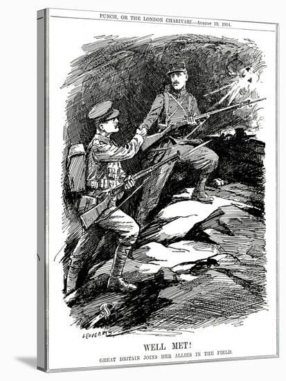 WW1 - Cartoon - Britain Joins Her Allies-Leonard Craven Hill-Stretched Canvas