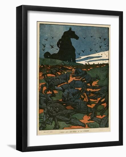 WW1 Cartoon, Dead Horses-M Jacquot-Framed Art Print