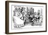 WW1 Cartoon - Family Knitting-H.m. Brock-Framed Art Print