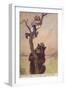 Ww1 Cartoon Propaganda Postcard of Kaiser Wilhelm II Chased Up a Tree by a Bear Symbolising Russia-null-Framed Giclee Print