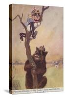 Ww1 Cartoon Propaganda Postcard of Kaiser Wilhelm II Chased Up a Tree by a Bear Symbolising Russia-null-Stretched Canvas