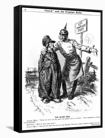 WW1 - Cartoon - the Prussian Bully and Blind Side-F.h. Townsend-Framed Stretched Canvas