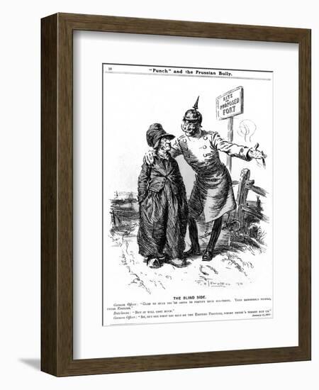 WW1 - Cartoon - the Prussian Bully and Blind Side-F.h. Townsend-Framed Art Print