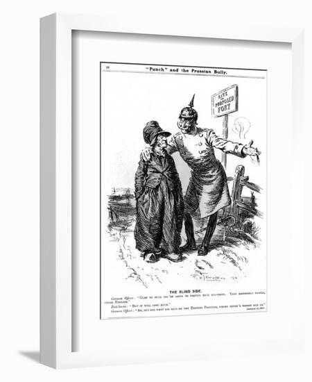 WW1 - Cartoon - the Prussian Bully and Blind Side-F.h. Townsend-Framed Art Print