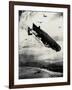 WW1 - Commodore Bigsworth Drops Bombs on Zeppelin, 1915-Donald Maxwell-Framed Art Print