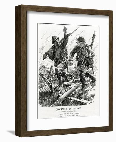WW1 - 'Comrades in Victory'-Leonard Craven Hill-Framed Art Print