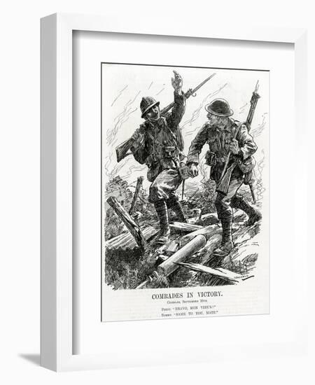 WW1 - 'Comrades in Victory'-Leonard Craven Hill-Framed Art Print