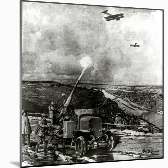 WW1 - German Anti-Aircraft Defences-Max Schmidt-Mounted Art Print