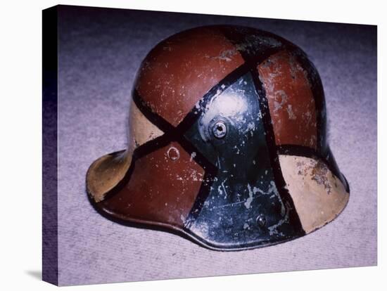 WW1 German Stahlhelm Painted with Disruptive Pattern Camouflage-null-Stretched Canvas