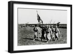 WW1 - Guynemer with Flag of First Air Group, Longvic, Dijon-null-Framed Photographic Print