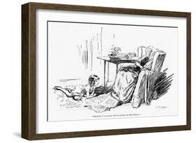 WW1 Knitting and the End of the War, Cartoon-Claude Shepperson-Framed Art Print