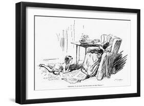 WW1 Knitting and the End of the War, Cartoon-Claude Shepperson-Framed Art Print