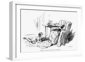 WW1 Knitting and the End of the War, Cartoon-Claude Shepperson-Framed Art Print