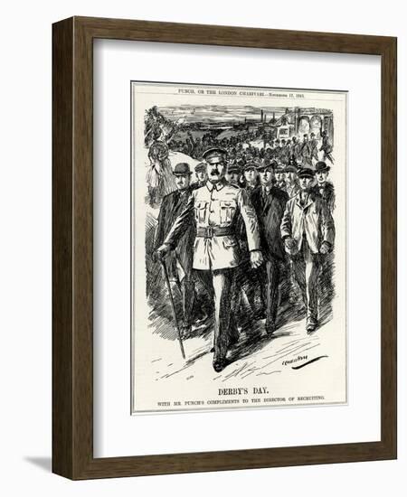 WW1 - Lord Derby's Recruitment Drive - November 17th 1915-L. Raven Hill-Framed Art Print