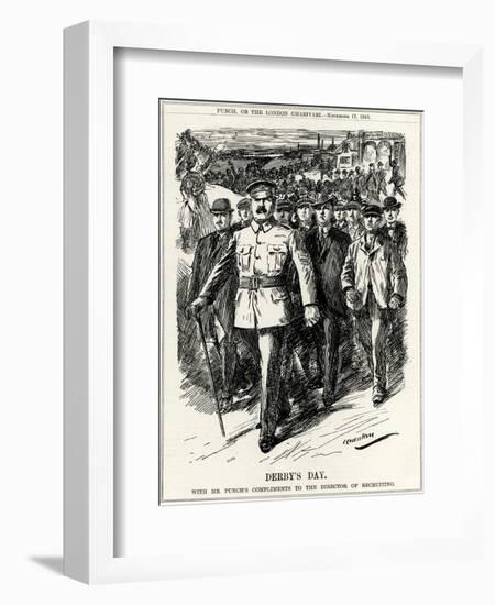 WW1 - Lord Derby's Recruitment Drive - November 17th 1915-L. Raven Hill-Framed Art Print