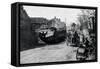 WW1 - Military Tank and Soldiers in Aisne, France, 1918-null-Framed Stretched Canvas