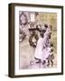 WW1: mother and children place flowers at a war memorial-Samuel Begg-Framed Giclee Print