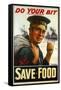 WW1 Poster Urging You to "Do Your Bit - Save Food" 1917-Maurice Randall-Framed Stretched Canvas