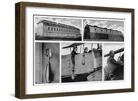 WW1 - Primitive Royal Air Force Bombers and Hangars-null-Framed Art Print