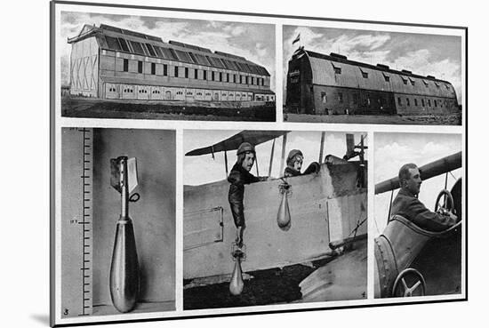 WW1 - Primitive Royal Air Force Bombers and Hangars-null-Mounted Art Print