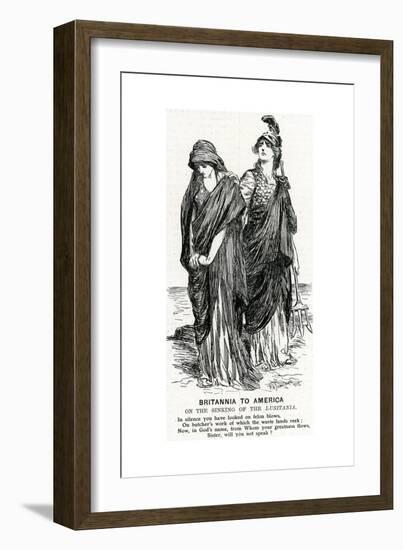 WW1 - 'Punch' Comments on 'Lusitania' Sinking-F^h^ Townsend-Framed Giclee Print