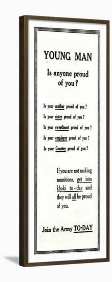 WW1 - Recruitment Advertisement-null-Framed Art Print