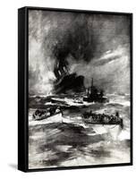 WW1 - Rms Laconia Torpedoed, 25th February 1917-E.s. Hodgson-Framed Stretched Canvas