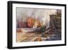 WW1 Shipbuilding Yard-Charles J De Lacy-Framed Art Print