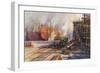 WW1 Shipbuilding Yard-Charles J De Lacy-Framed Art Print