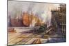 WW1 Shipbuilding Yard-Charles J De Lacy-Mounted Art Print