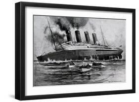 WW1 - Sinking of 'Lusitania', May 7th, 1915-Charles J. De Lacy-Framed Art Print