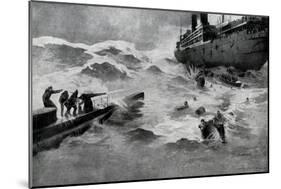 WW1 - Sinking of the Italian Emigrant Ship Ss Ancona, 1915-null-Mounted Art Print