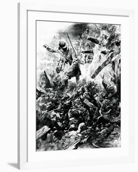 WW1 - Troops in Trench Warfare in Verdun, France-Paul Thiriat-Framed Art Print