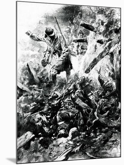 WW1 - Troops in Trench Warfare in Verdun, France-Paul Thiriat-Mounted Art Print