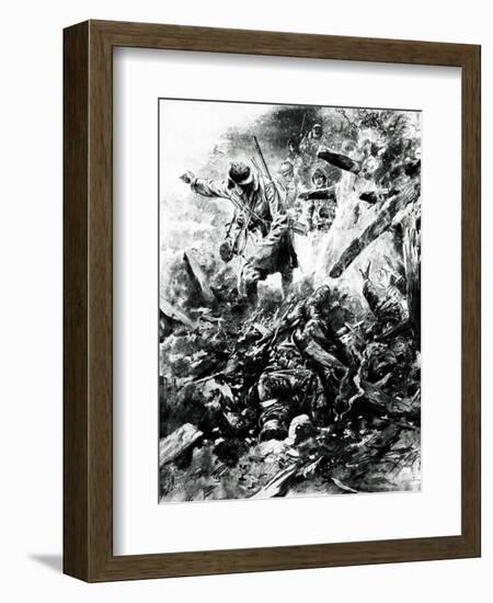 WW1 - Troops in Trench Warfare in Verdun, France-Paul Thiriat-Framed Art Print