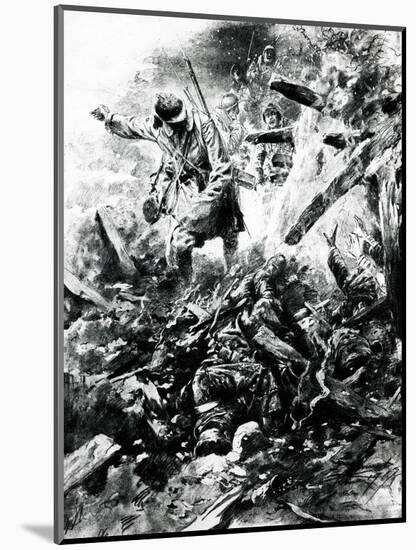 WW1 - Troops in Trench Warfare in Verdun, France-Paul Thiriat-Mounted Art Print