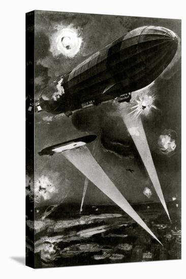 WW1 - Zeppelins Raiding over Paris, France, 1915-null-Stretched Canvas