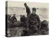 WW2 American Soldiers on Omaha Beach Recovering the Dead after the D-Day, 1944-null-Stretched Canvas