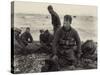 WW2 American Soldiers on Omaha Beach Recovering the Dead after the D-Day, 1944-null-Stretched Canvas