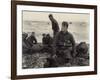 WW2 American Soldiers on Omaha Beach Recovering the Dead after the D-Day, 1944-null-Framed Photo