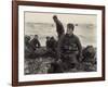 WW2 American Soldiers on Omaha Beach Recovering the Dead after the D-Day, 1944-null-Framed Photo