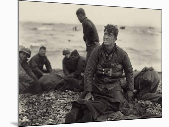 WW2 American Soldiers on Omaha Beach Recovering the Dead after the D-Day, 1944-null-Mounted Photo