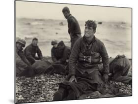 WW2 American Soldiers on Omaha Beach Recovering the Dead after the D-Day, 1944-null-Mounted Photo