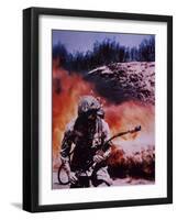 WW2 Us Marine Flame-Thrower Operator Wears Camouflage Combat Suit-null-Framed Photographic Print