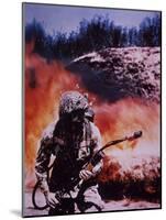 WW2 Us Marine Flame-Thrower Operator Wears Camouflage Combat Suit-null-Mounted Photographic Print