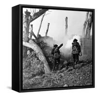 WWI, American Soldiers Charging Under Fire-Science Source-Framed Stretched Canvas