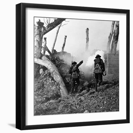 WWI, American Soldiers Charging Under Fire-Science Source-Framed Giclee Print